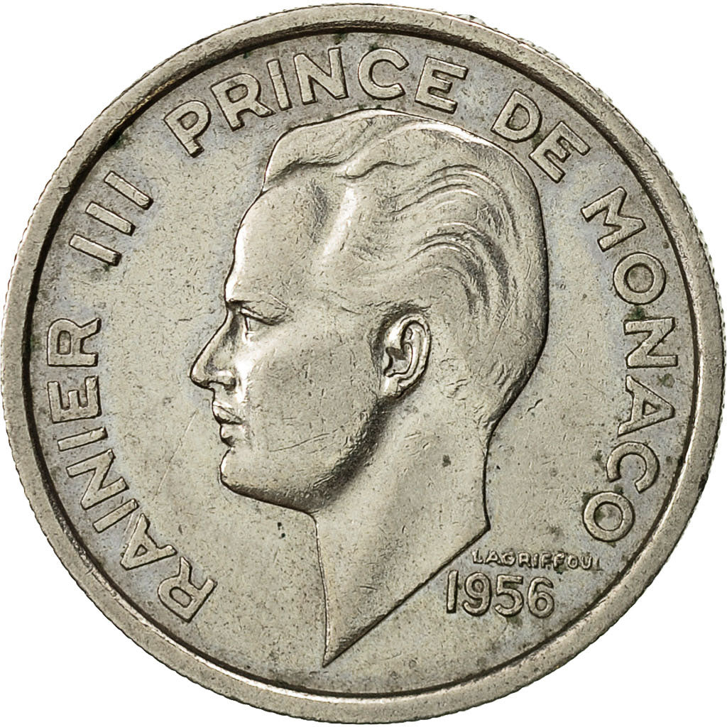 Monaco, Rainier III, 100 Francs, Cent, 1956, EF(40-45), Copper-nickel, KM:134