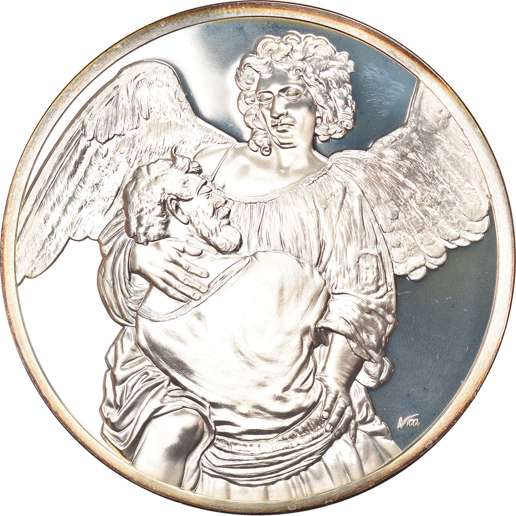 Francja, Medal, Peinture, Rembrandt, Le Combat de Jacob avec l'Ange, Sztuka i