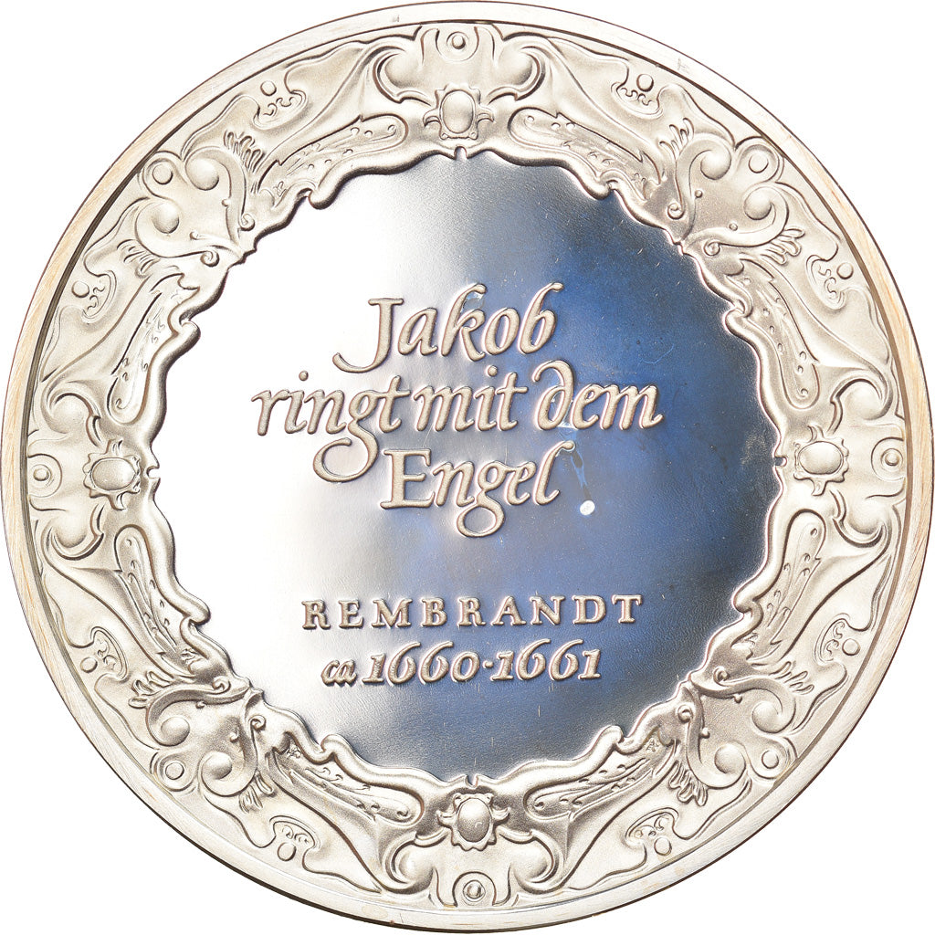 Francja, Medal, Peinture, Rembrandt, Le Combat de Jacob avec l'Ange, Sztuka i