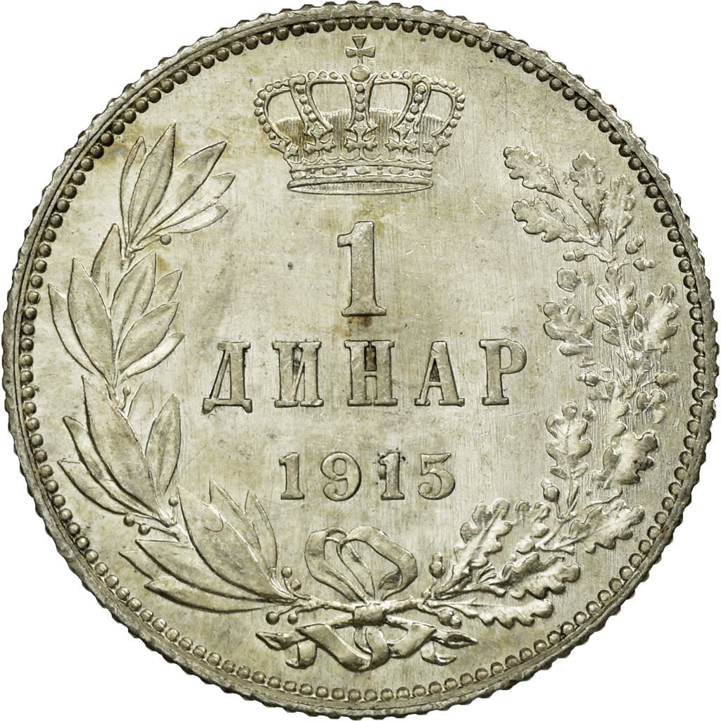 Coin, Serbia, Peter I, Dinar, 1915, Paris, MS(60-62), Silver, KM:25.3