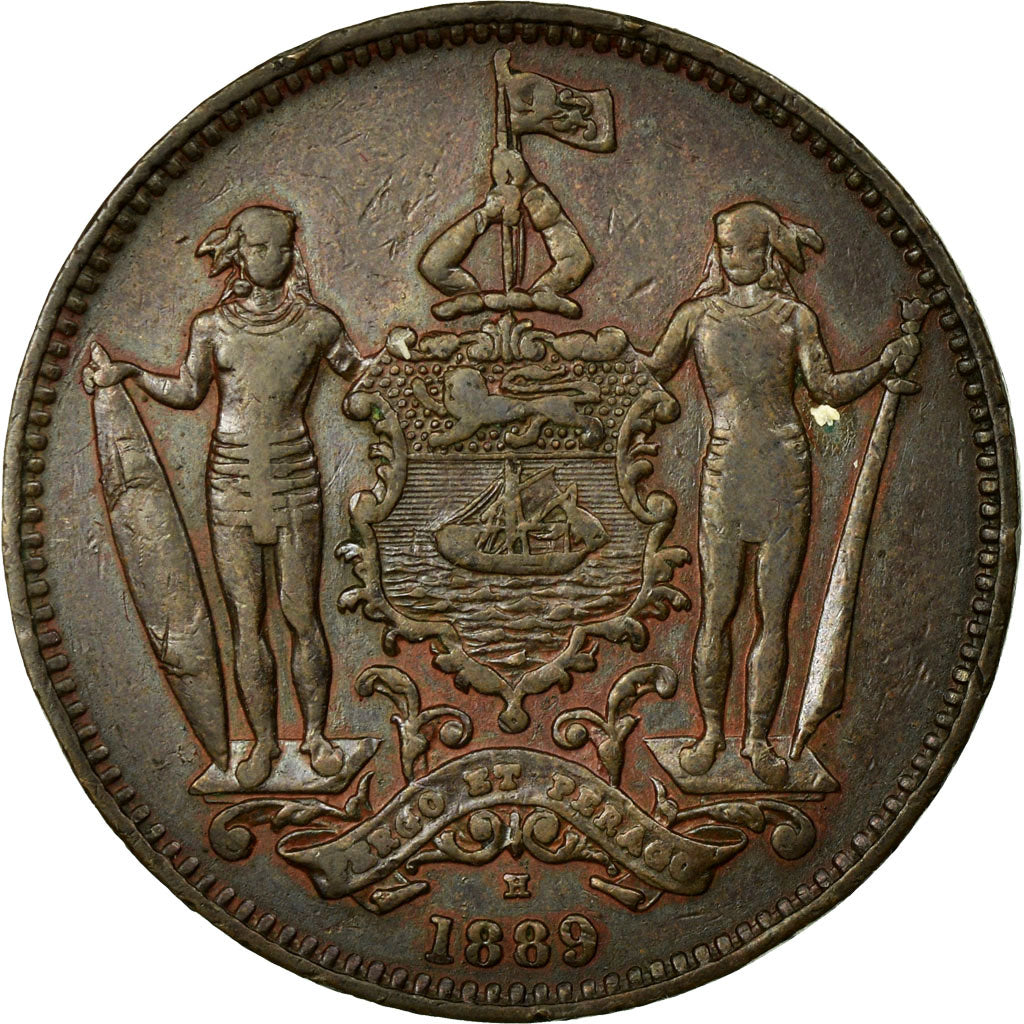Coin, BRITISH NORTH BORNEO, Cent, 1889, Heaton, Birmingham, EF(40-45), Bronze