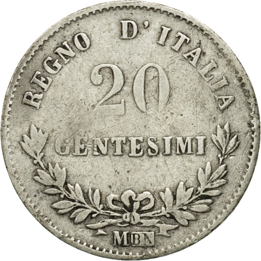 Moneta, Włochy, Vittorio Emanuele II, 20 Centesimi, 1863, Milan, EF(40-45)
