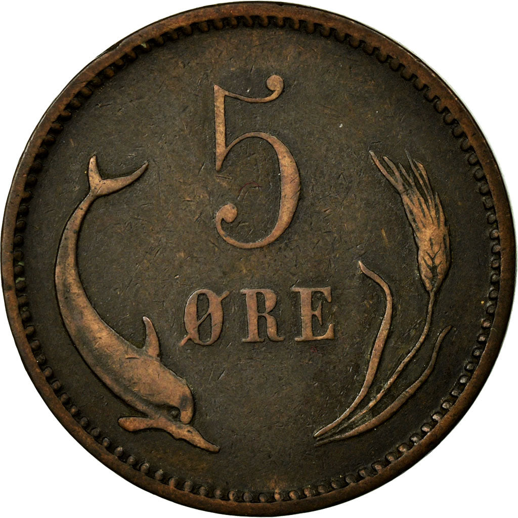 Coin, Denmark, Christian IX, 5 Öre, 1891, EF(40-45), Bronze, KM:794.1