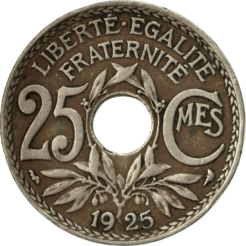 Moneta, Francja, Lindauer, 25 Centimes, 1925, VF(30-35), Miedź-Nikiel, KM:867a