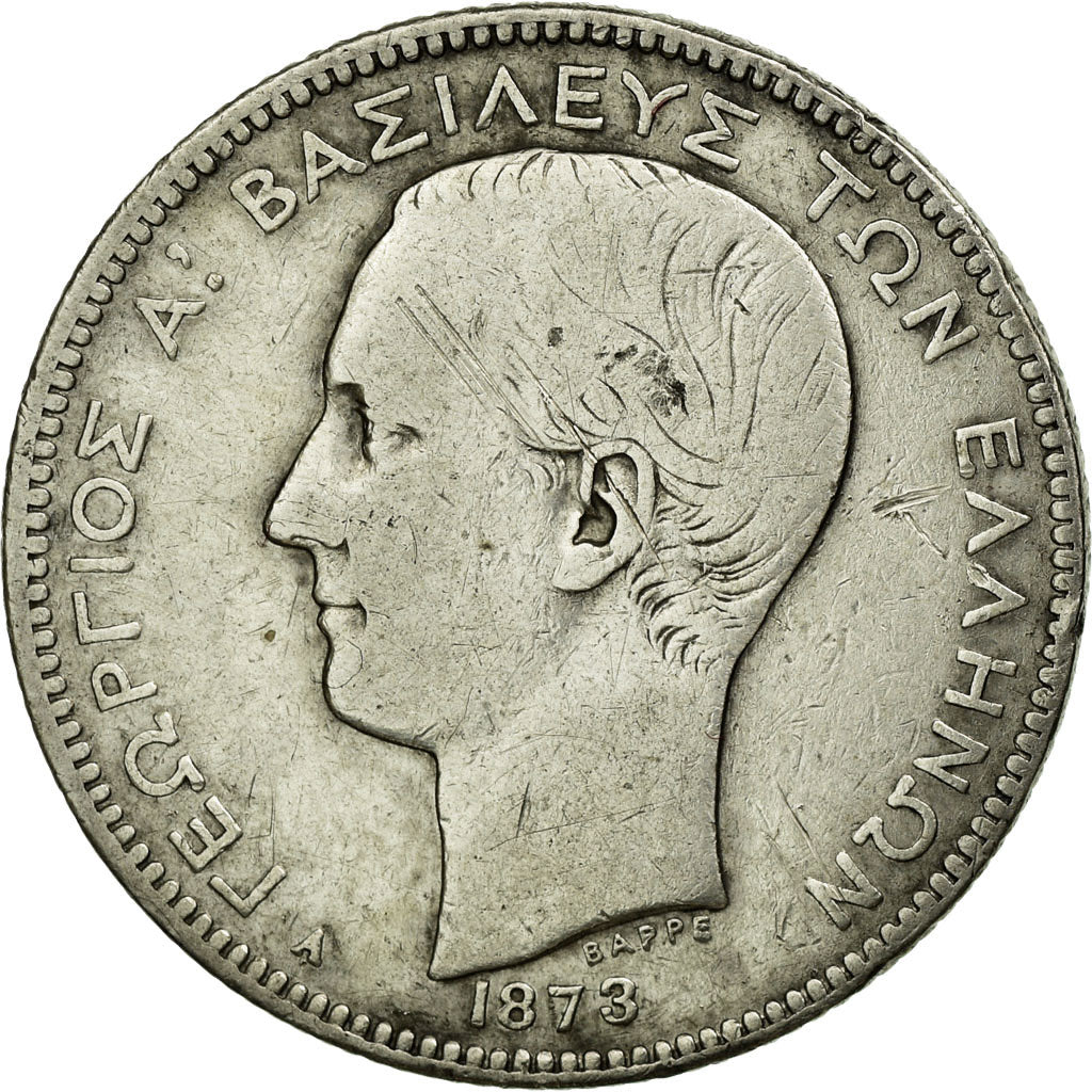 Monnaie, Grèce, George I, 2 Drachmai, 1873, Paris, TB, Argent, KM:39