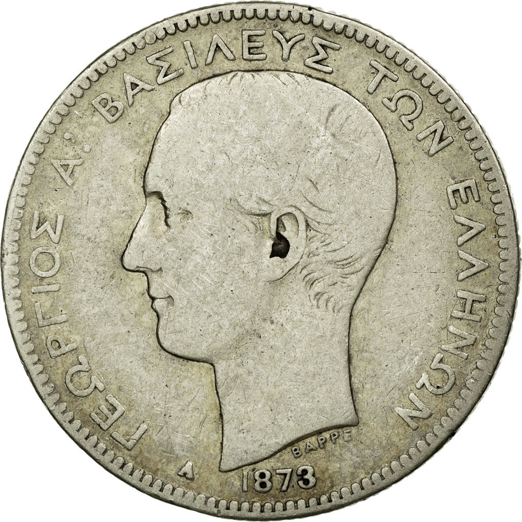 Coin, Greece, George I, 2 Drachmai, 1873, Paris, F(12-15), Silver, KM:39