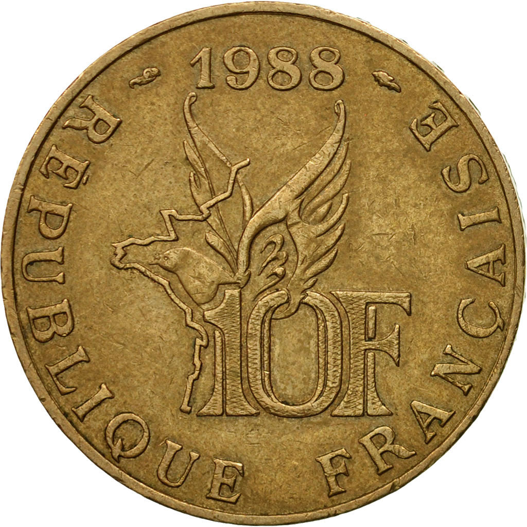 Coin, France, Roland Garros, 10 Francs, 1988, Paris, VF(30-35), Aluminum-Bronze