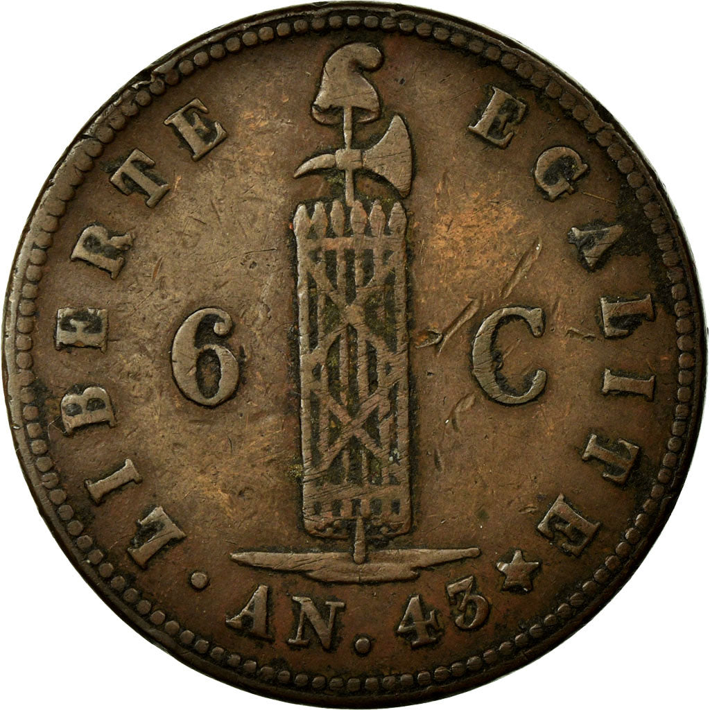 Munten, Haïti, 6 Centimes, 1846, ZF+, Koper, KM:28