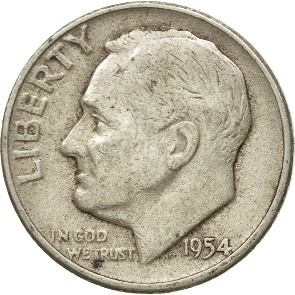 Coin, United States, Roosevelt Dime, Dime, 1954, U.S. Mint, Philadelphia