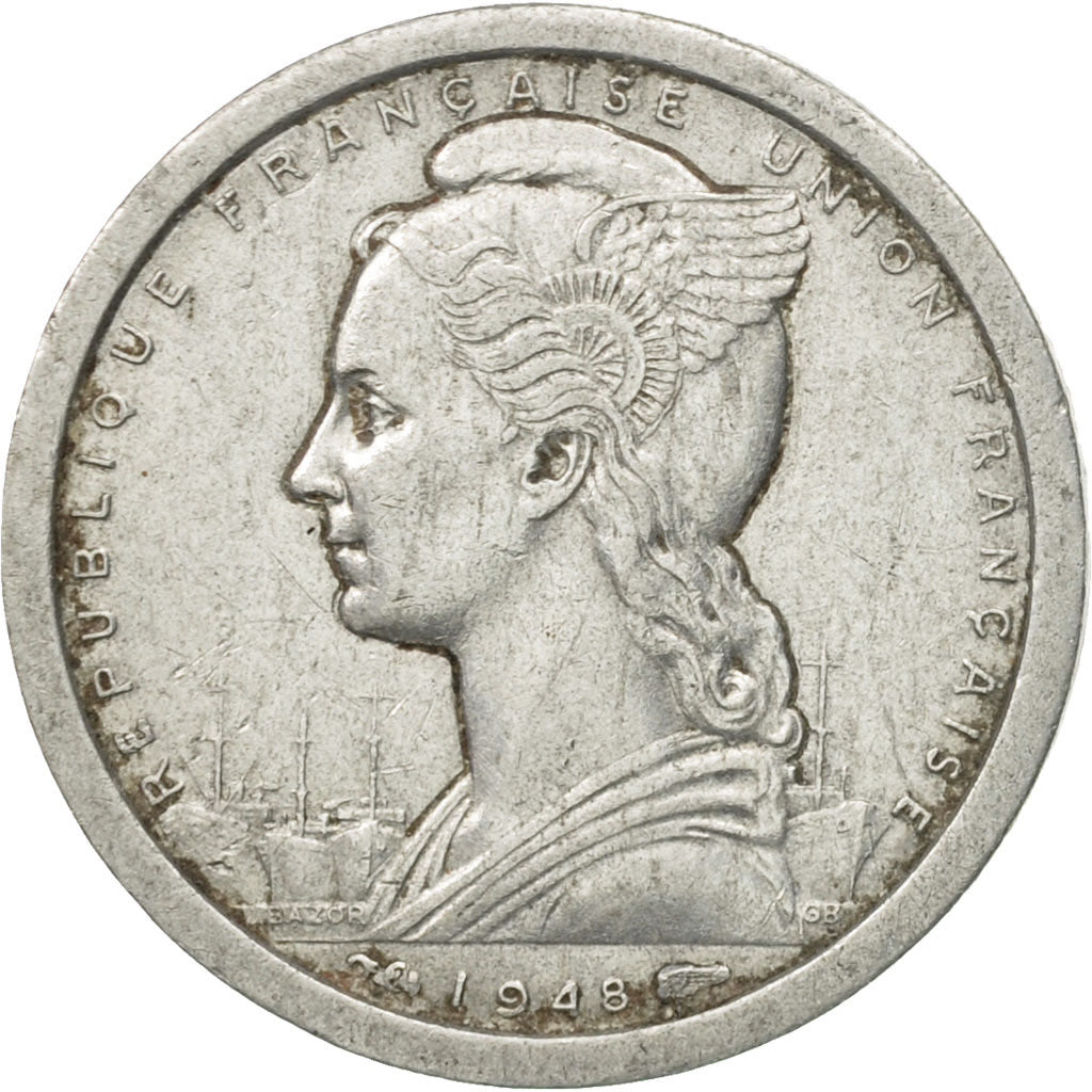 Moneta, Madagascar, Franc, 1948, Paris, EF(40-45), Aluminium, KM:3