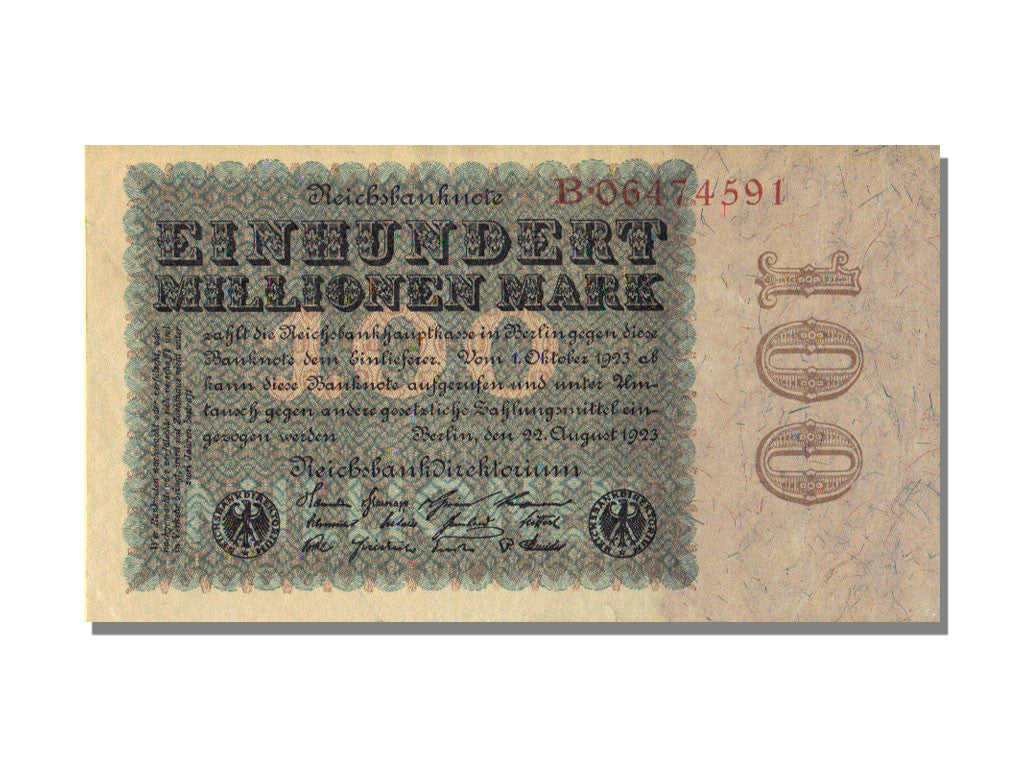 Geldschein, Deutschland, 100 Millionen Mark, 1923, 1923-08-22, UNZ-