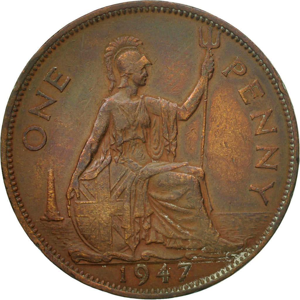 Monnaie, Grande-Bretagne, George VI, Penny, 1947, TB, Bronze, KM:845