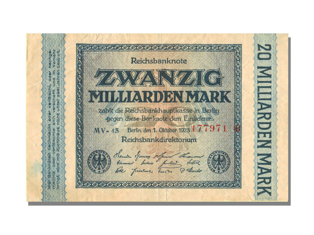 Banknote, Germany, 20 Milliarden Mark, 1923, 1923-10-01, KM:118a, AU(55-58)