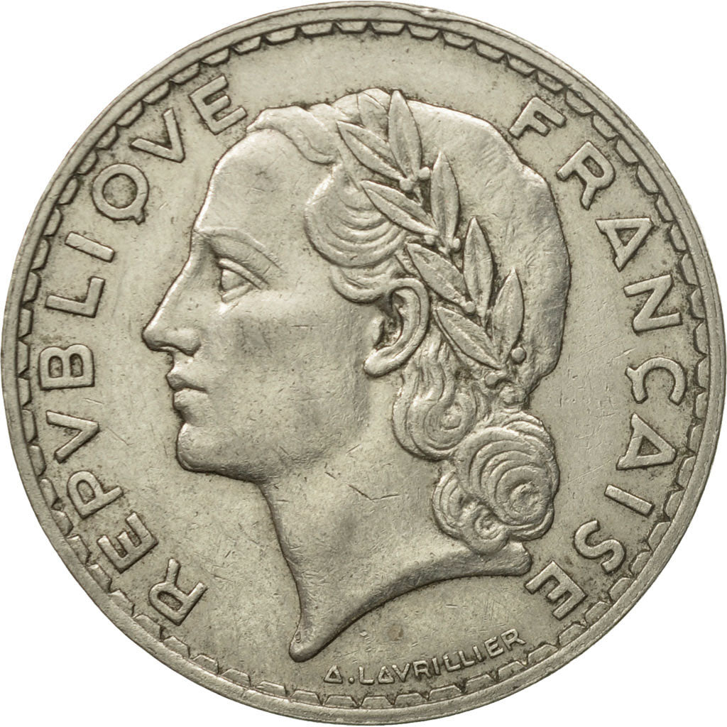 Moneta, Francia, Lavrillier, 5 Francs, 1933, Paris, MB+, Nichel, KM:888