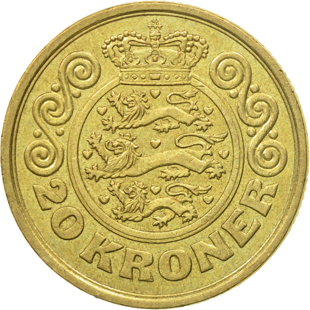 Coin, Denmark, Margrethe II, 20 Kroner, 1990, Copenhagen, EF(40-45)