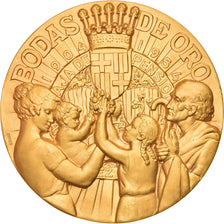 Spain, Medal, Caja de Pensiones, Bodas de Oro, 1954, Mares, AU(55-58), Gilt