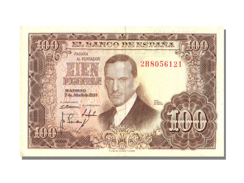 Geldschein, Spanien, 100 Pesetas, 1953, 1953-04-07, KM:145a, UNZ-