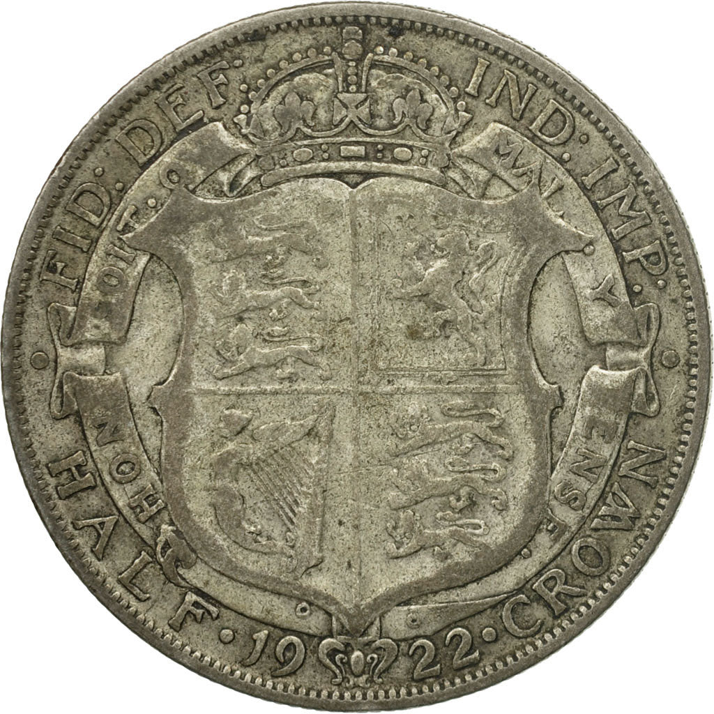 Coin, Great Britain, George V, 1/2 Crown, 1922, VF(20-25), Silver, KM:818.1a
