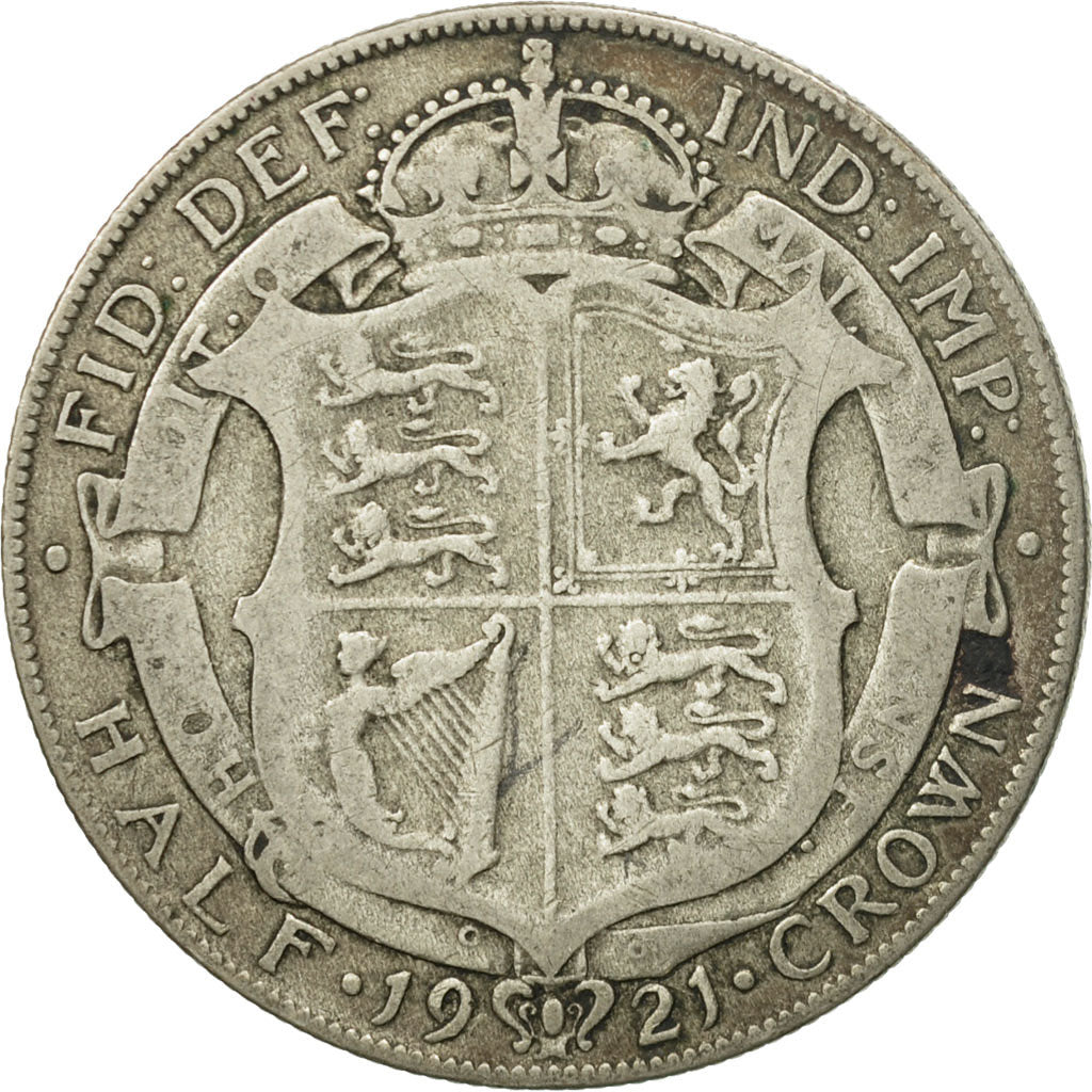Münze, Großbritannien, George V, 1/2 Crown, 1921, S, Silber, KM:818.1a