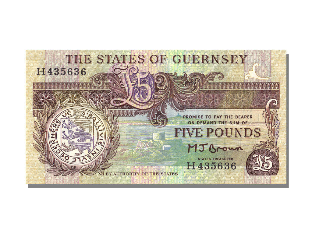 Banknote, Guernsey, 5 Pounds, KM:53a, UNC(65-70)