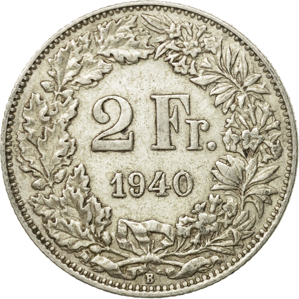 Coin, Switzerland, 2 Francs, 1940, Bern, EF(40-45), Silver, KM:21