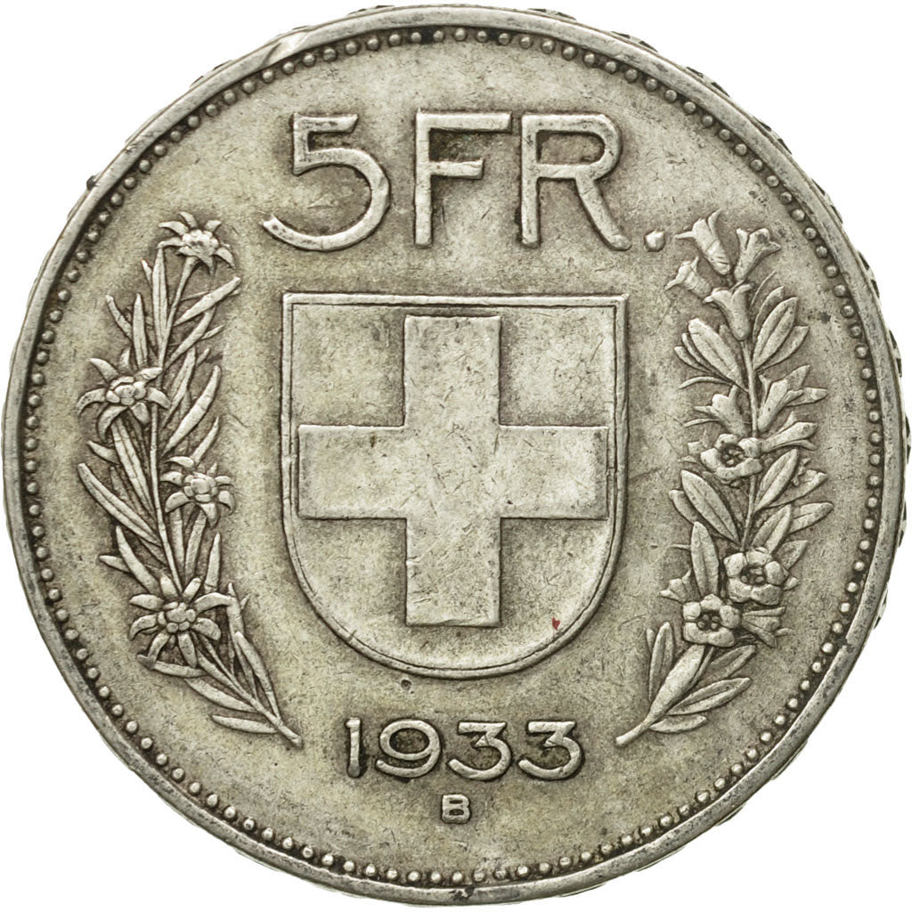 Moneta, Svizzera, 5 Francs, 1933, Bern, BB, Argento, KM:40