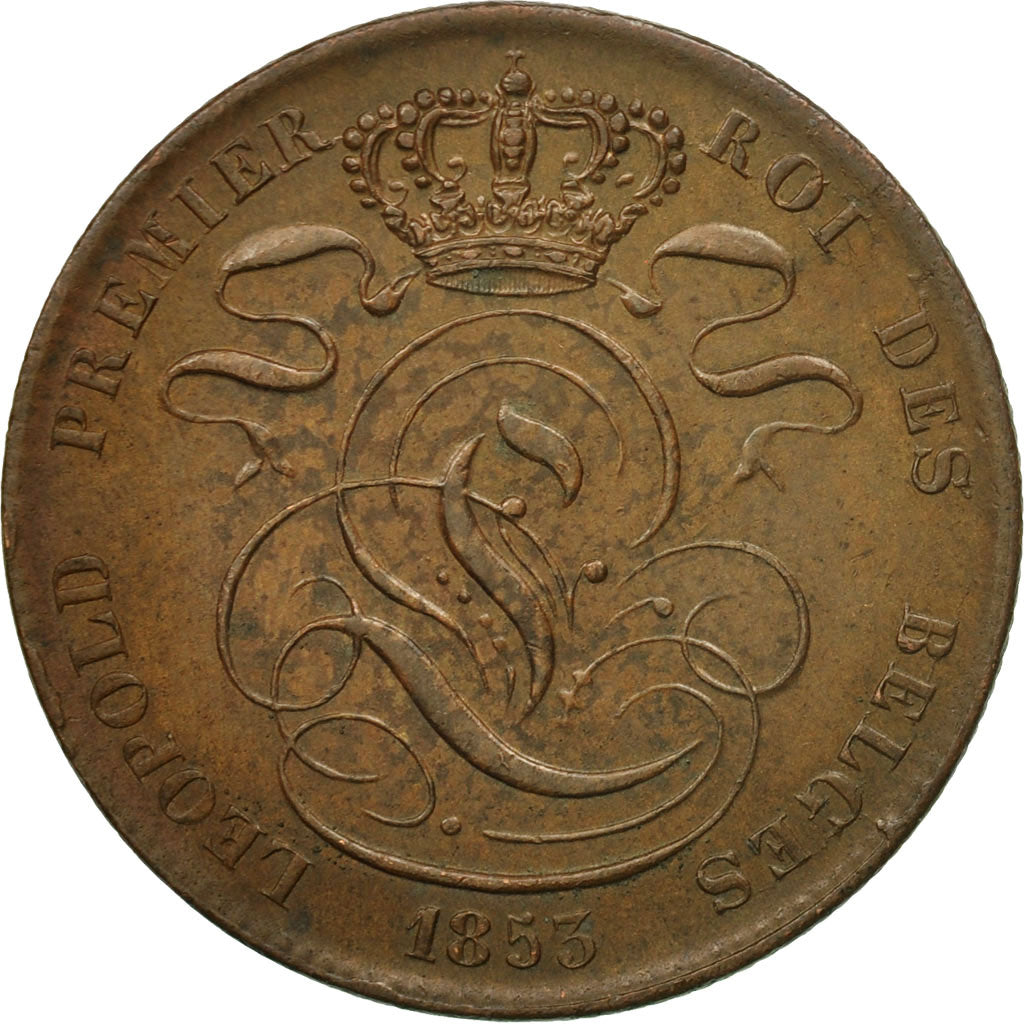 Belgium, Leopold I, 5 Centimes, 1853, Brussels, Copper, AU(55-58), KM:5.2
