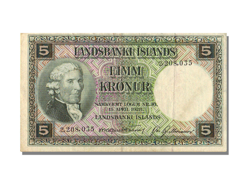 Biljet, IJsland, 5 Kronur, 1928, SUP