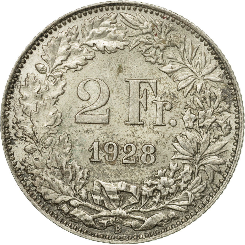 Coin, Switzerland, 2 Francs, 1928, Bern, EF(40-45), Silver, KM:21