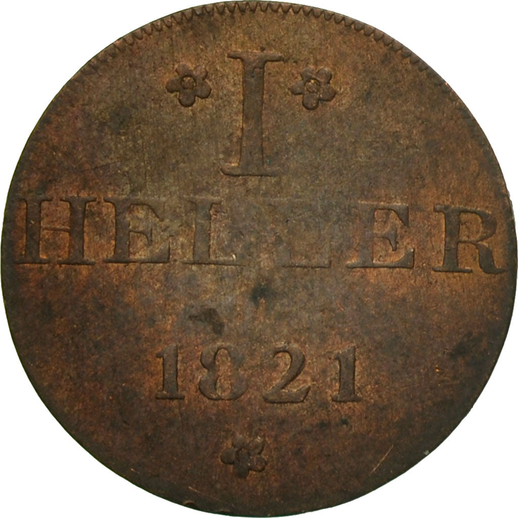 Coin, German States, FRANKFURT AM MAIN, Heller, 1821, Berlin, F(12-15), Copper
