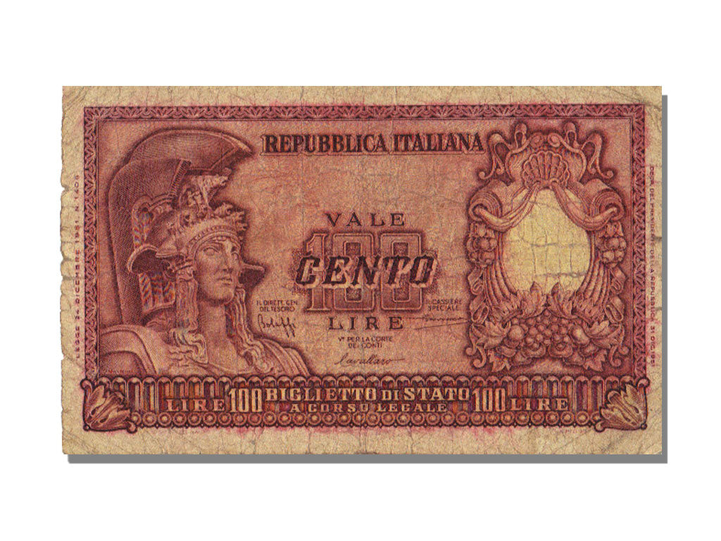 Banknote, Italy, 100 Lire, 1951, 1951-12-31, KM:92a, VF(20-25)