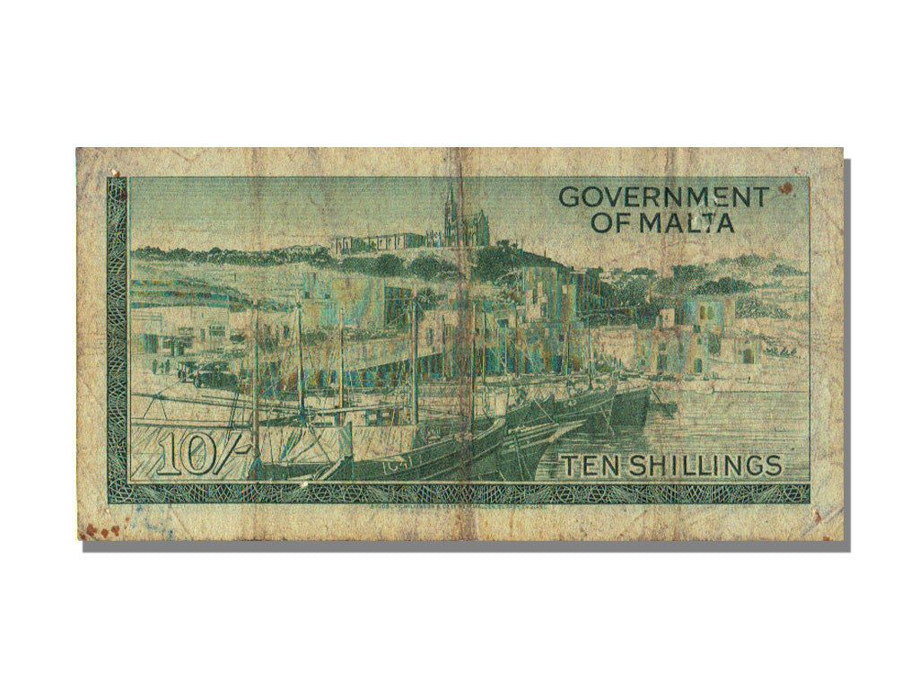 Billet, Malte, 10 Shillings, 1949, KM:25a, TB+