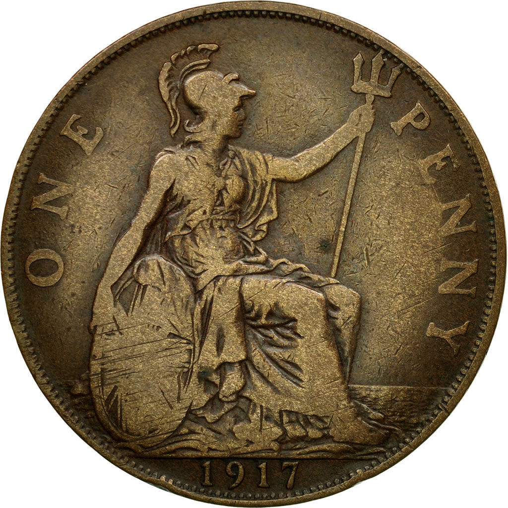 Moneta, Gran Bretagna, George V, Penny, 1917, MB+, Bronzo, KM:810
