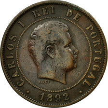 Coin, Portugal, Carlos I, 20 Reis, 1892, EF(40-45), Bronze, KM:533