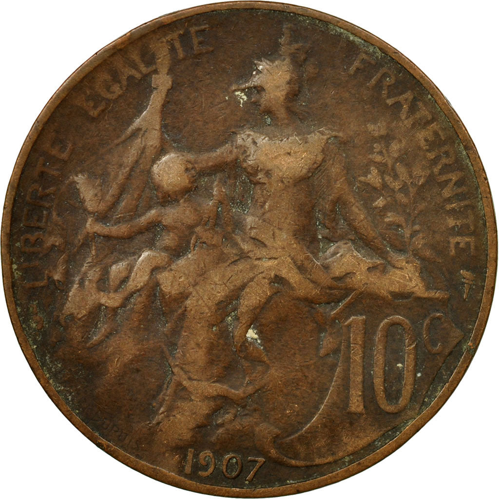 Munten, Frankrijk, Dupuis, 10 Centimes, 1907, Paris, FR+, Bronze, KM:843