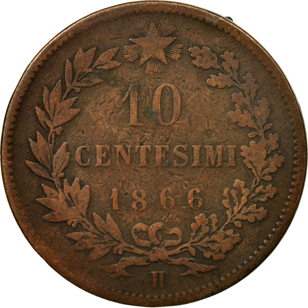 Moneta, Włochy, Vittorio Emanuele II, 10 Centesimi, 1866, Birmingham