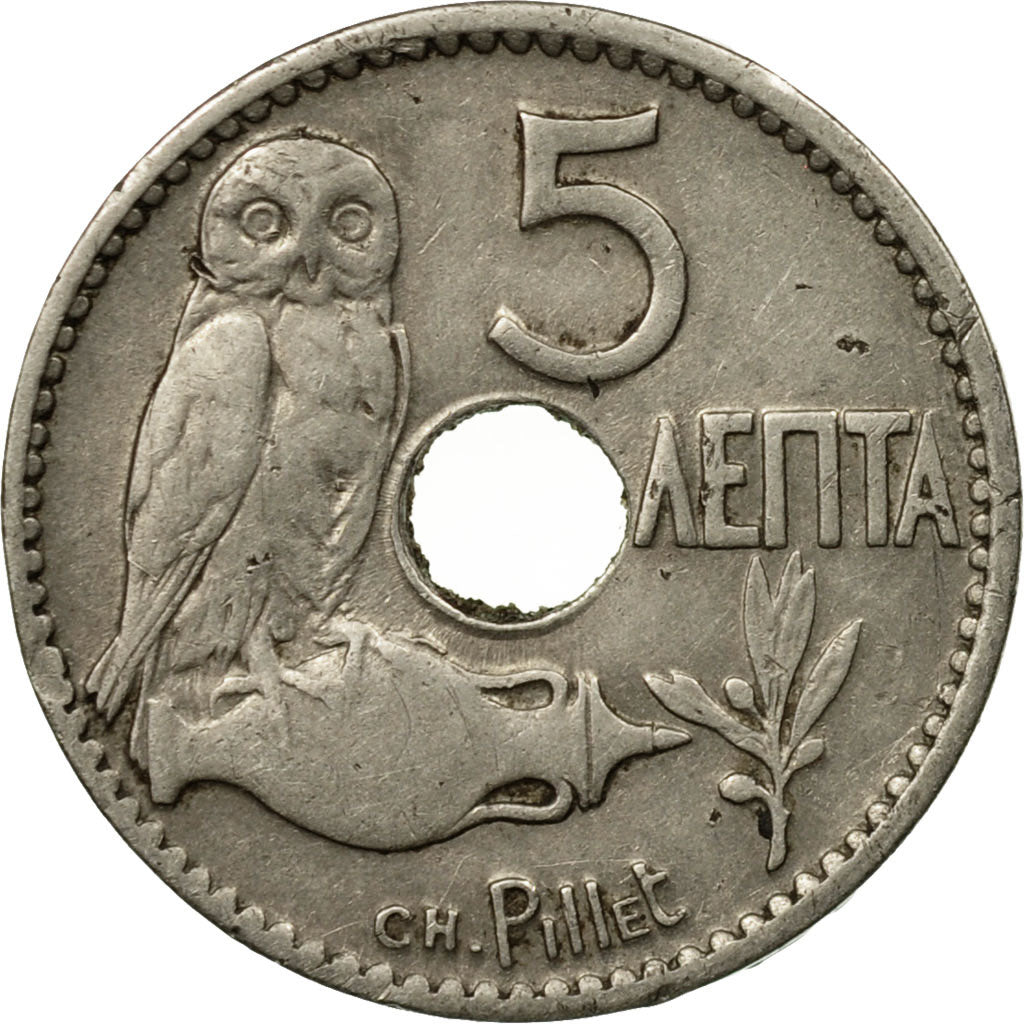 Coin, Greece, George I, 5 Lepta, 1912, EF(40-45), Nickel, KM:62