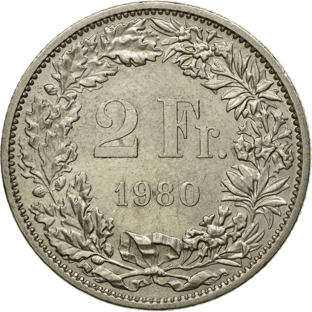 Moneta, Svizzera, 2 Francs, 1980, Bern, BB, Rame-nichel, KM:21a.1