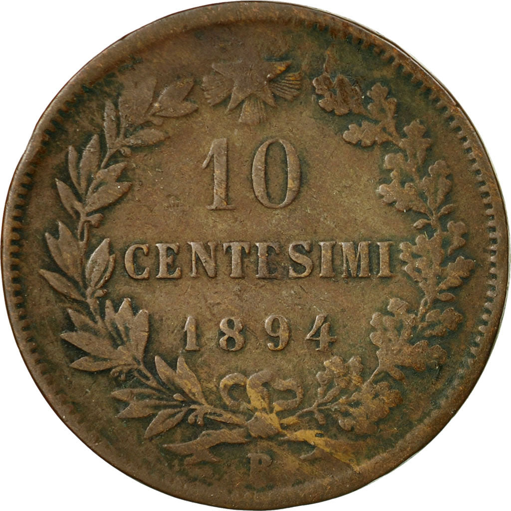Coin, Italy, Umberto I, 10 Centesimi, 1894, Rome, VF(30-35), Copper, KM:27.2