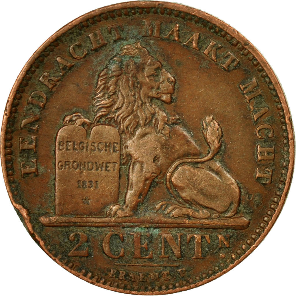 Munten, België, 2 Centimes, 1902, FR+, Koper, KM:36