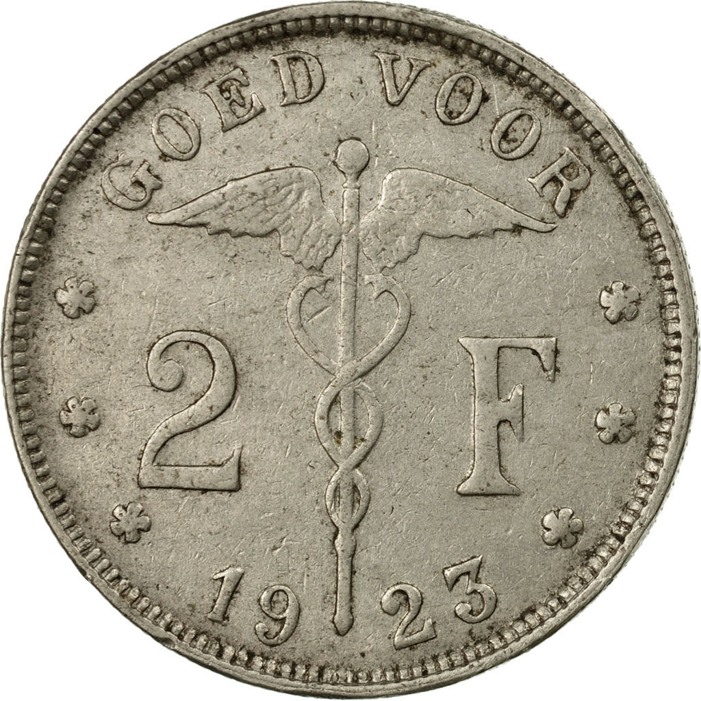 Coin, Belgium, 2 Francs, 2 Frank, 1923, VF(30-35), Nickel, KM:92