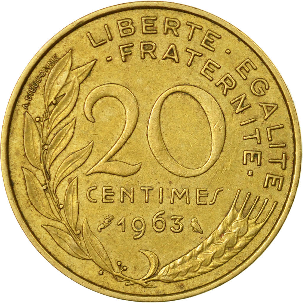 Coin, France, Marianne, 20 Centimes, 1963, Paris, VF(30-35), Aluminum-Bronze