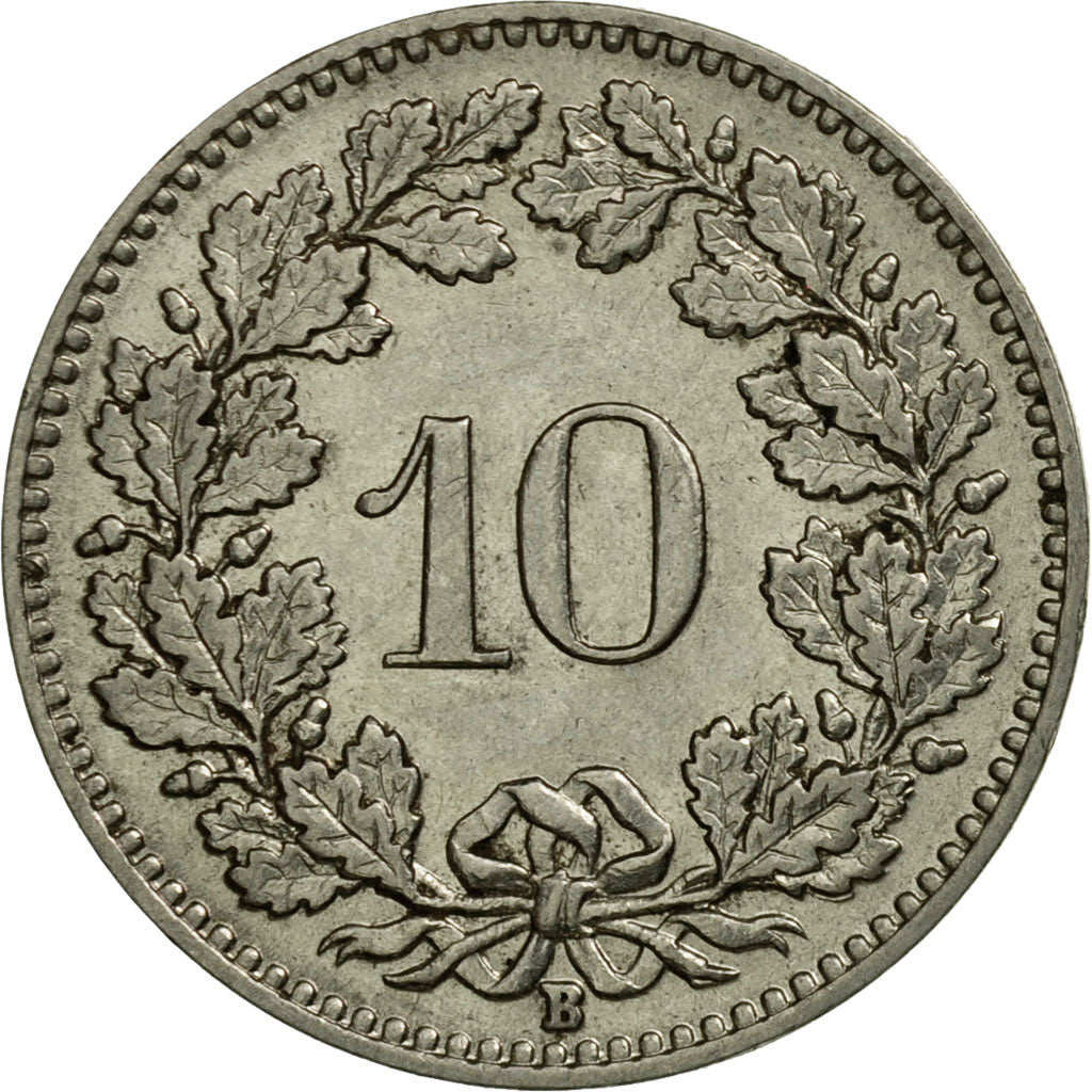 Munten, Zwitserland, 10 Rappen, 1933, Bern, FR+, Nickel, KM:27b