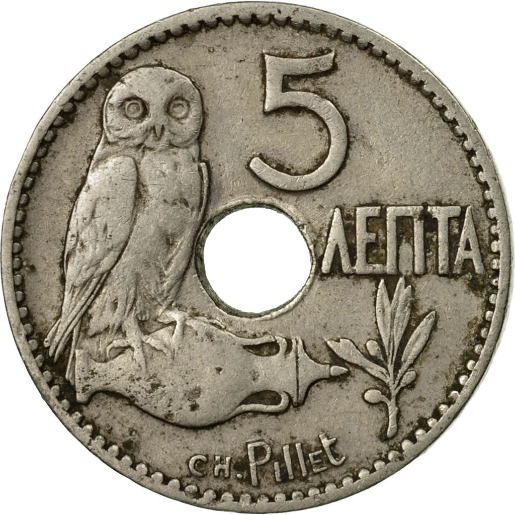 Münze, Griechenland, George I, 5 Lepta, 1912, SS, Nickel, KM:62
