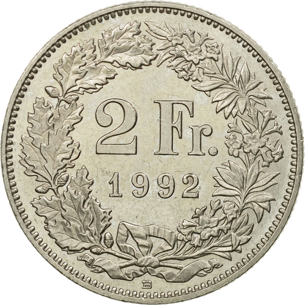 Moneta, Svizzera, 2 Francs, 1992, Bern, BB, Rame-nichel, KM:21a.3