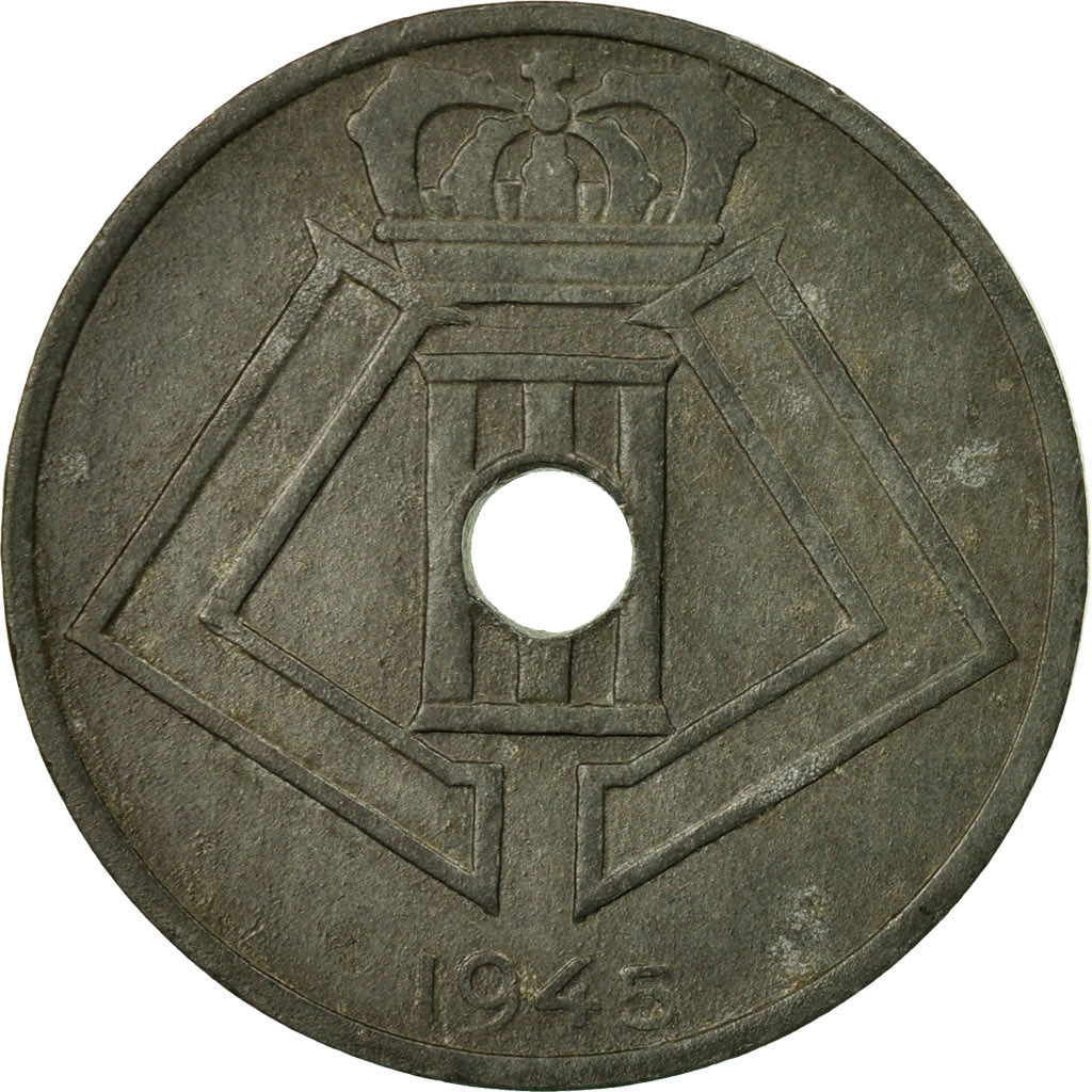 Moneta, Belgio, 25 Centimes, 1945, BB, Zinco, KM:132