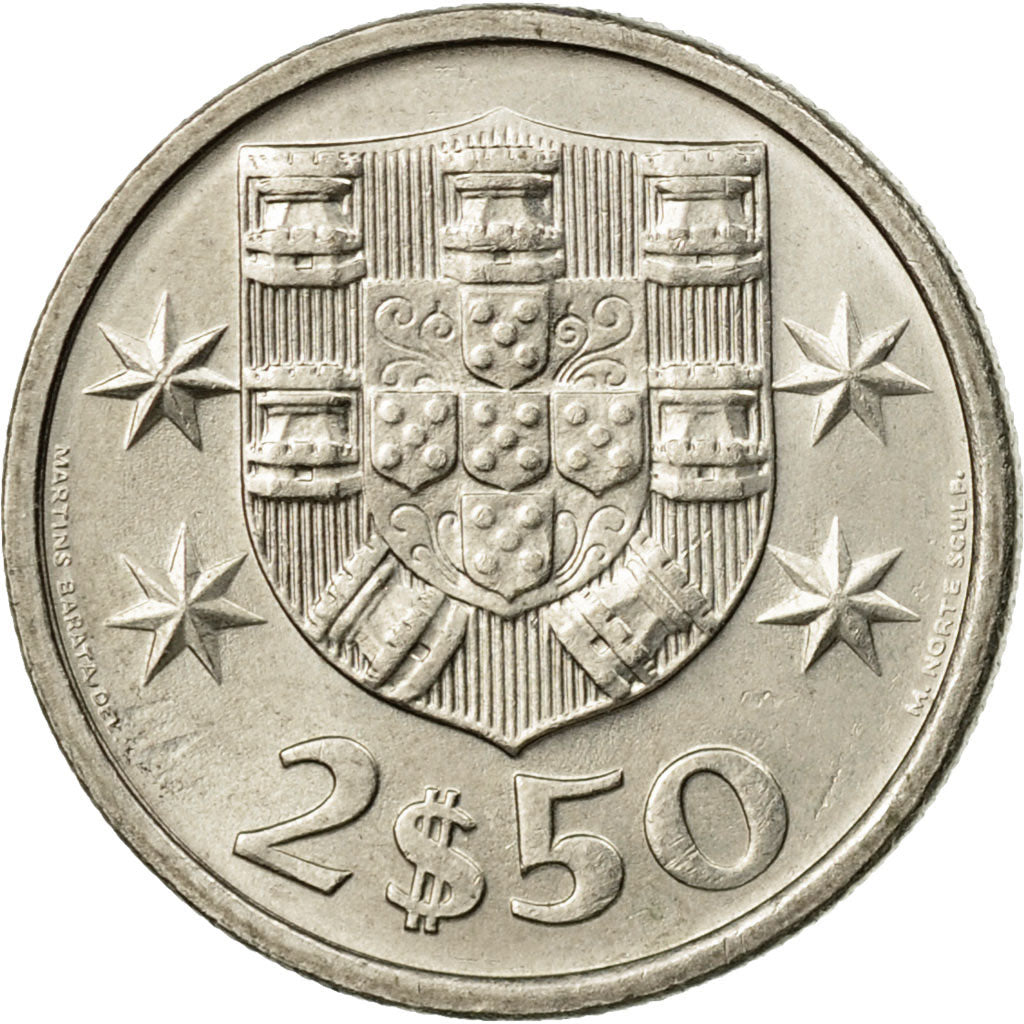 Moneta, Portugal, 2-1/2 Escudos, 1983, MS(63), Miedź-Nikiel, KM:590