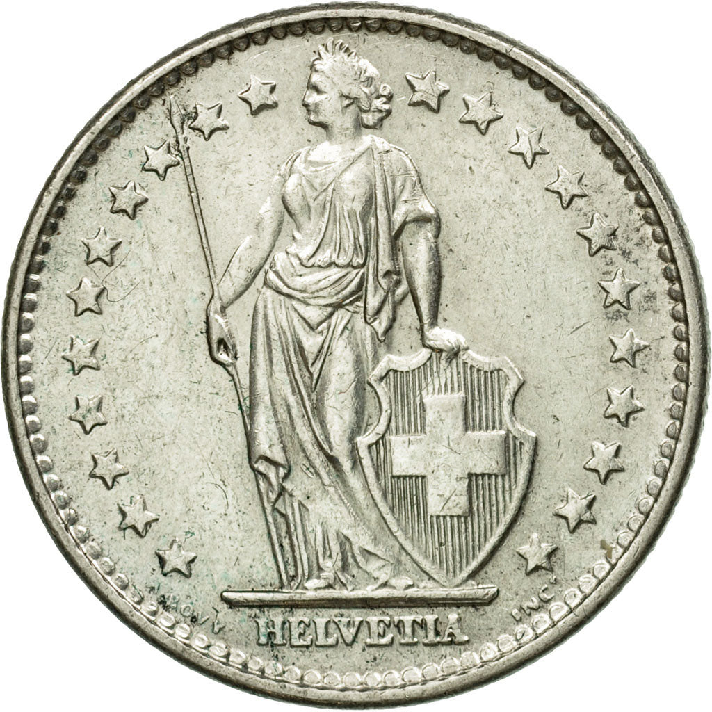Coin, Switzerland, 2 Francs, 1965, Bern, EF(40-45), Silver, KM:21