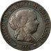 Coin, Spain, Isabel II, 5 Centimos, 1868, Madrid, VF(30-35), Copper, KM:635.1