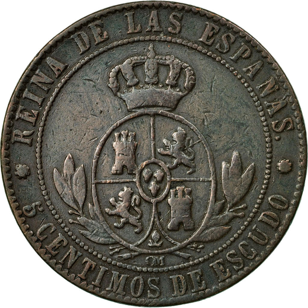 Coin, Spain, Isabel II, 5 Centimos, 1868, Madrid, VF(30-35), Copper, KM:635.1